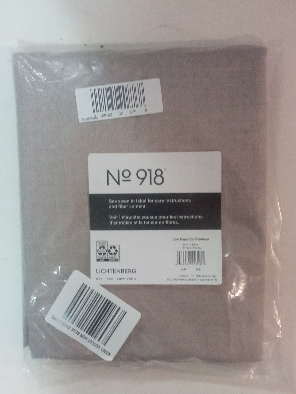 No 918 Taupe Beige Window Curtain Panel 84" Rod Pocket NWT $40
